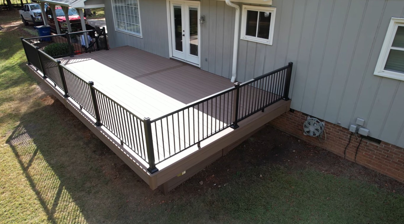 Complete deck replacement with new composite materials and black railings